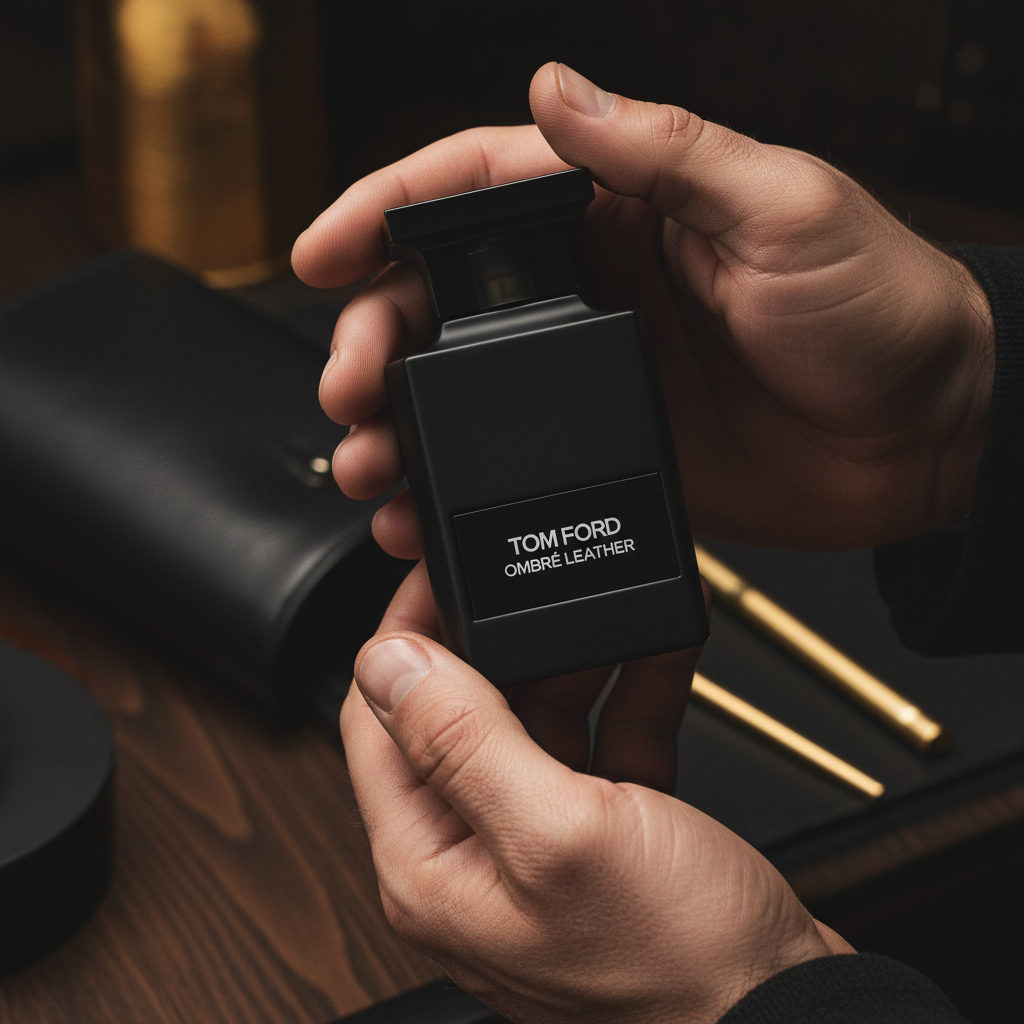 Hands holding Tom Ford Ombré Leather